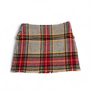 J Crew Wool Blend Plaid Mini Skirt with Fringe Hem Size 6
